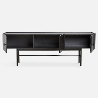Array Low Sideboard With Leg Frame - Black Painted Oak