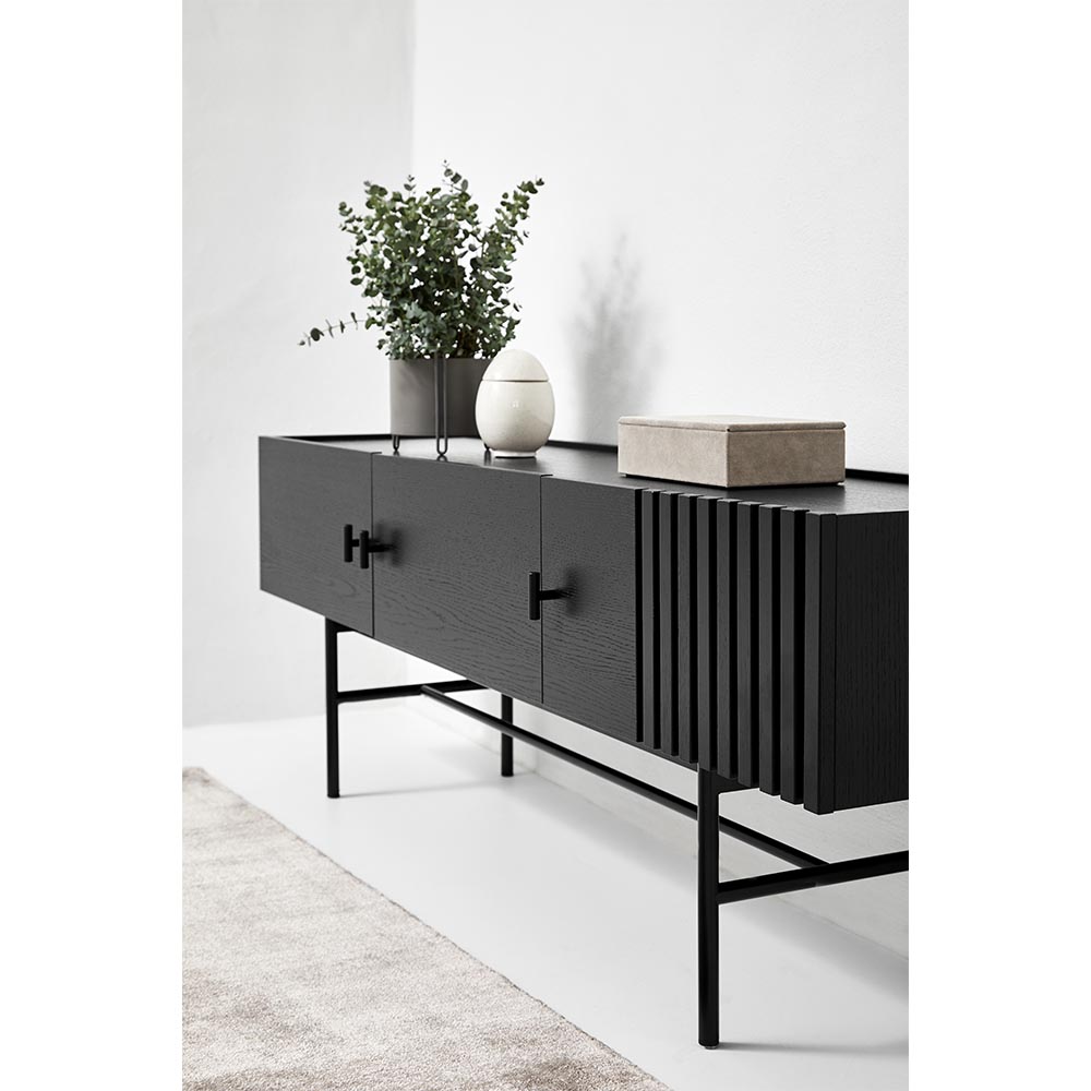 Array Low Sideboard With Leg Frame - Black Painted Oak