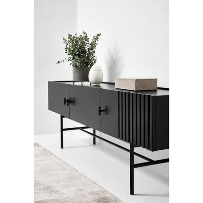 Array Low Sideboard With Leg Frame - Black Painted Oak