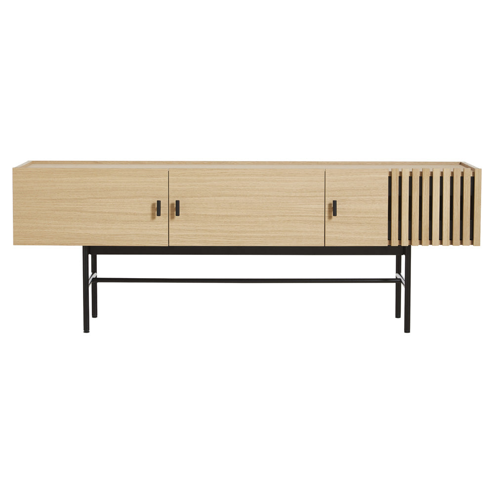 Array Low Sideboard With Leg Frame - White Pigmented Oak