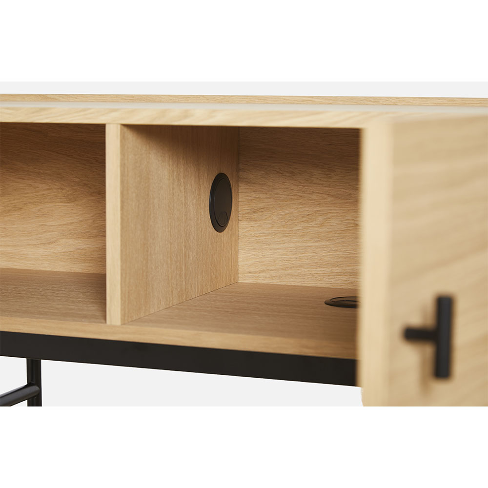 Array Low Sideboard With Leg Frame - White Pigmented Oak