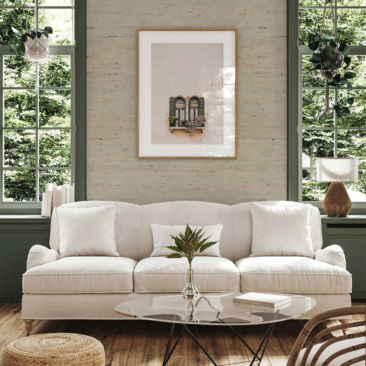 Arrowroot Weave Grasscloth Wallpaper - Taupe Grass Beachcomber