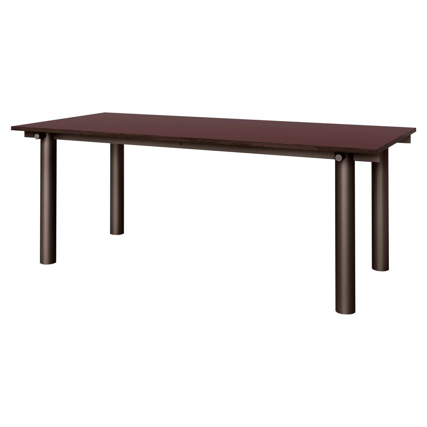 Atura Dining Table - Dark Chocolate Base, Burgundy Tabletop