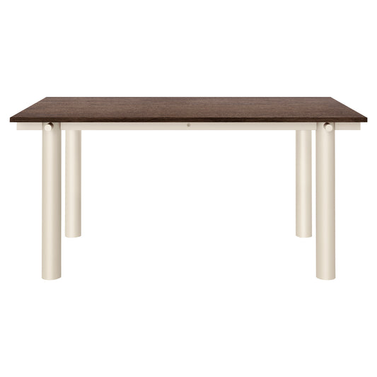 Atura Dining Table - Light Cashmere Base, Dark Stained Oak Tabletop