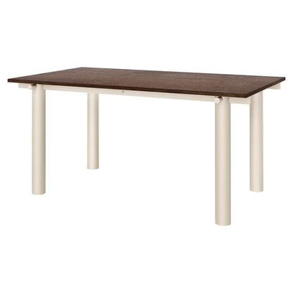 Atura Dining Table - Light Cashmere Base, Dark Stained Oak Tabletop