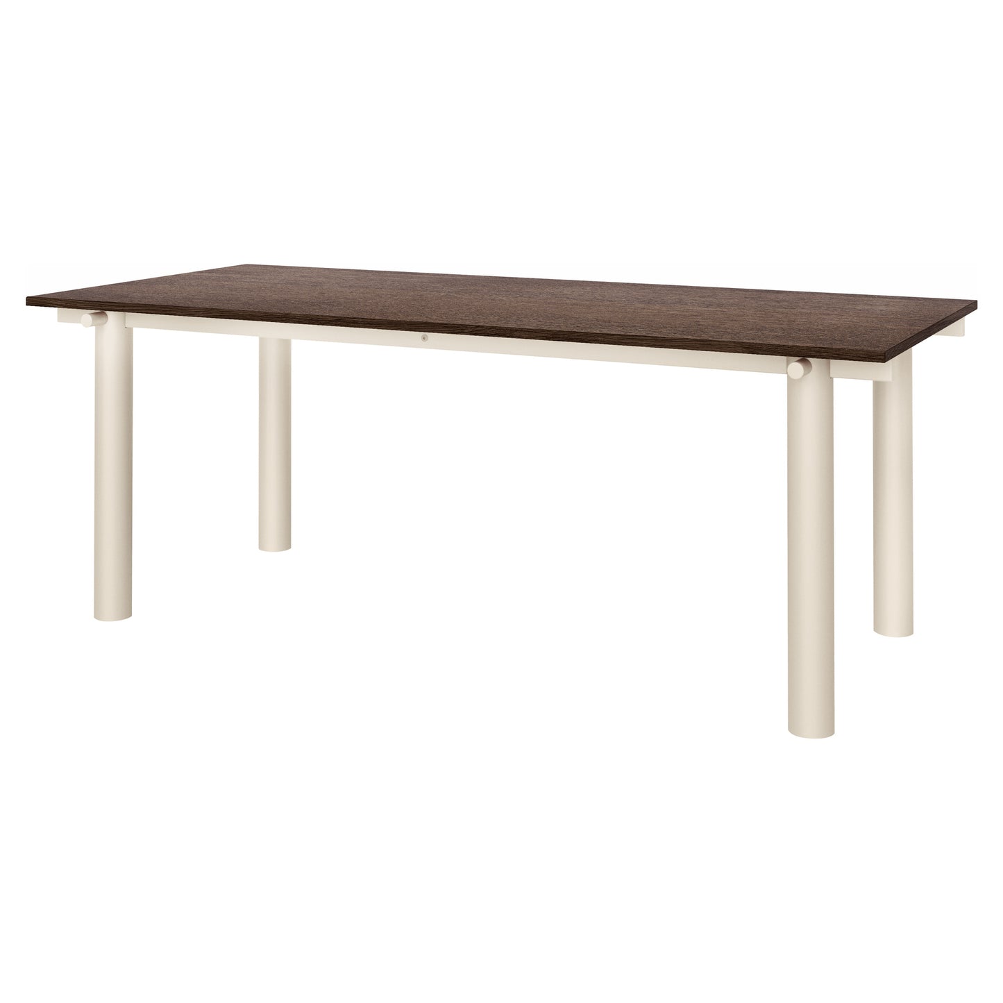 Atura Dining Table - Light Cashmere Base, Dark Stained Oak Tabletop