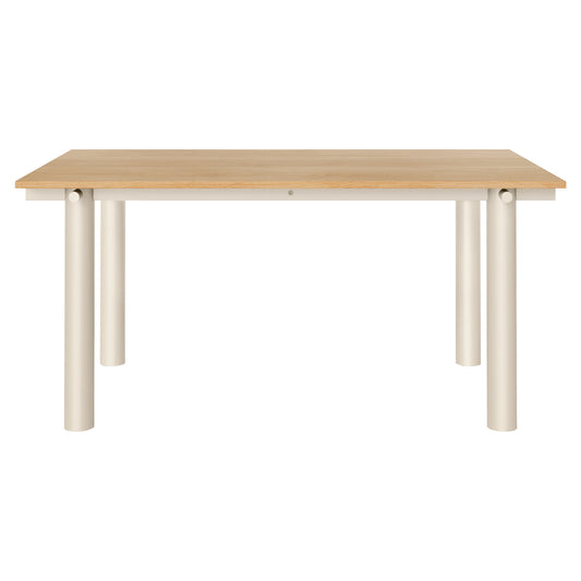 Atura Dining Table - Light Cashmere Base, Natural Oak Tabletop