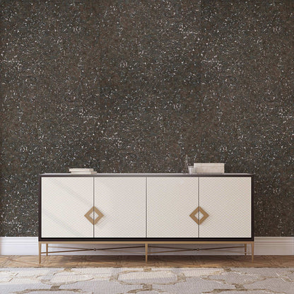 Authentic Cork Wallpaper - Espresso Brown on Silver