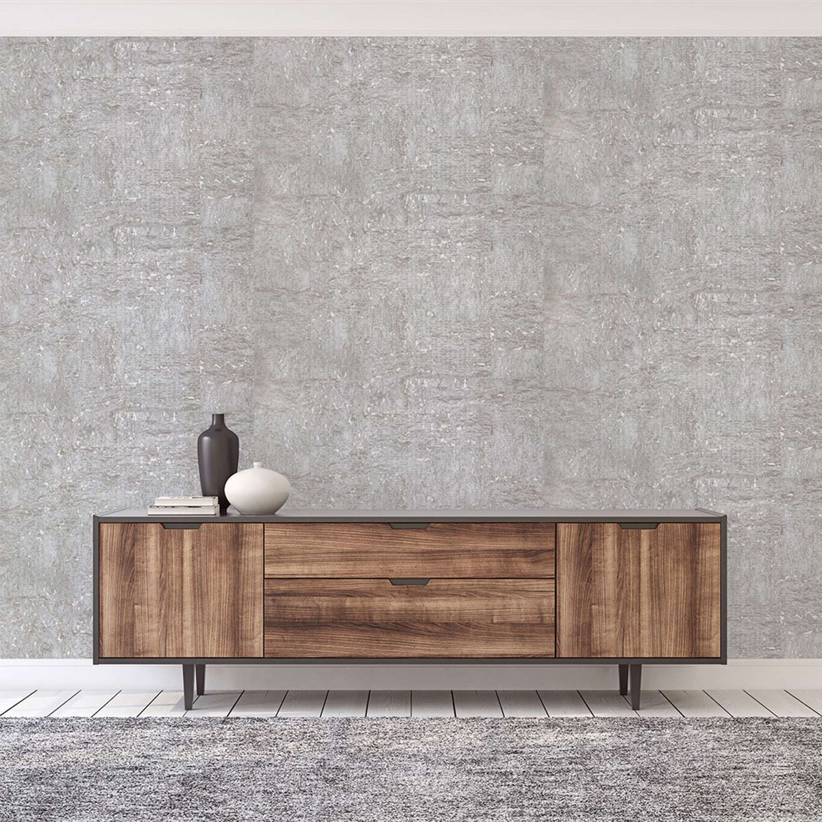Authentic Cork Wallpaper - Warm Silver Metallic