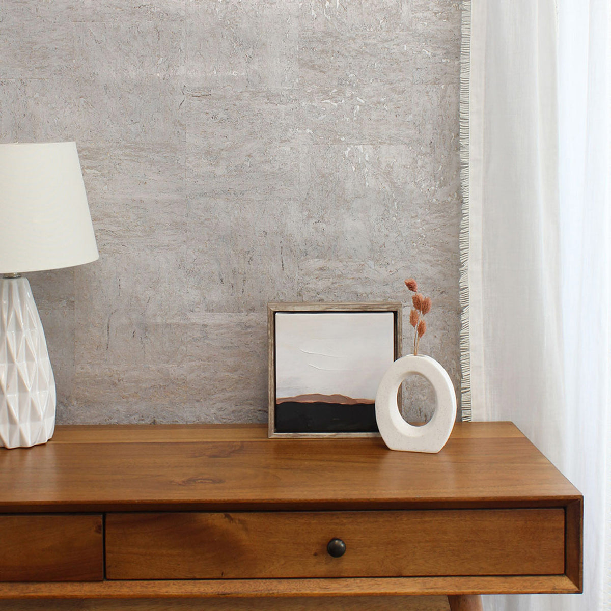 Authentic Cork Wallpaper - Warm Silver Metallic