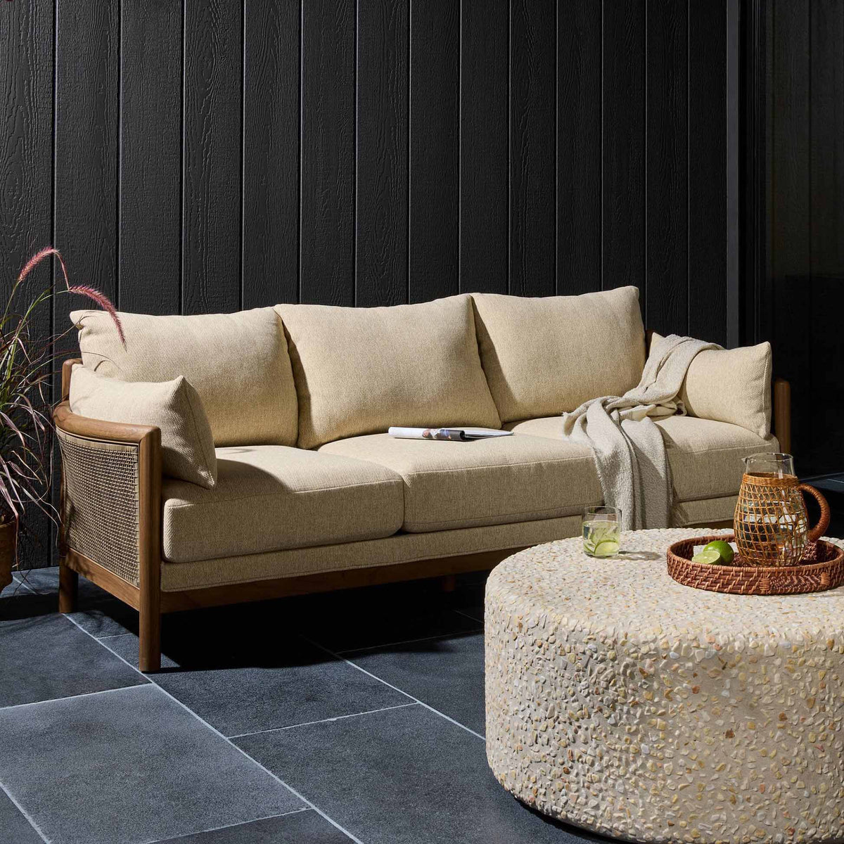 Barbosa Outdoor Sofa-86" - Concha Beige