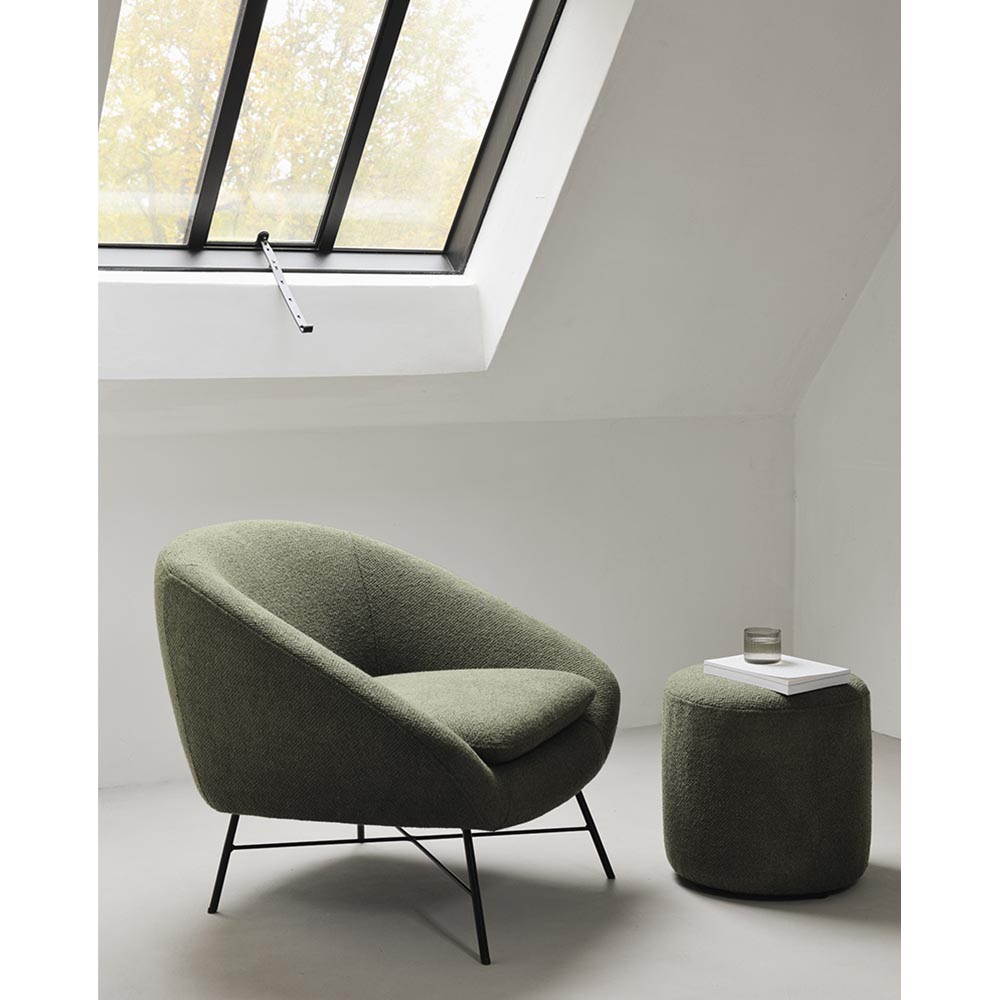 Barrow Round Pouf 15.5"W - Pine Green