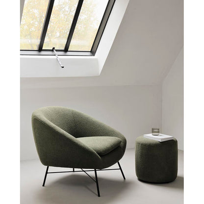 Barrow Round Pouf 15.5"W - Pine Green