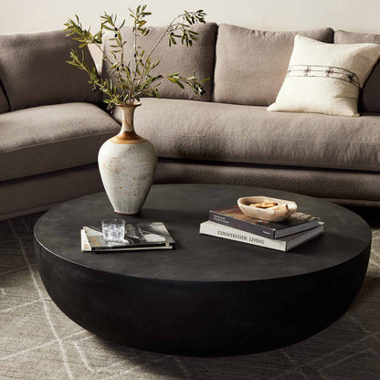 Basil Outdoor Round Coffee Table - Aged Gray