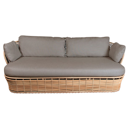 Basket 2 Seater Sofa - Taupe Cushions, Natural Weave Base
