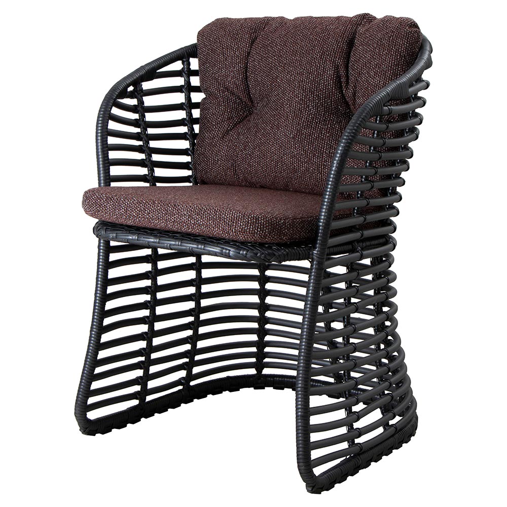Basket Chair - Dark Bordeaux Cushions, Graphite Weave Frame