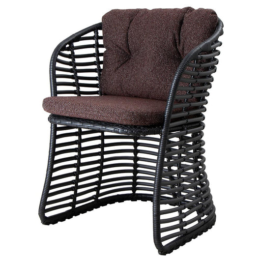 Basket Chair - Dark Bordeaux Cushions, Graphite Weave Frame