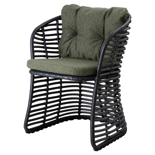 Basket Chair - Dark Green Cushions, Graphite Weave Frame