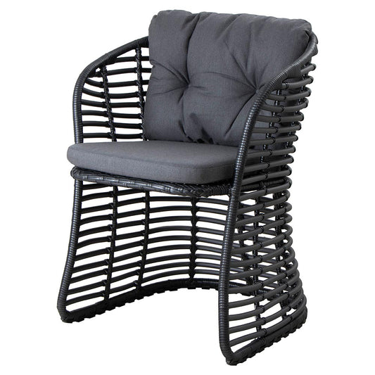 Basket Chair - Gray Natte Cushions, Graphite Weave Frame