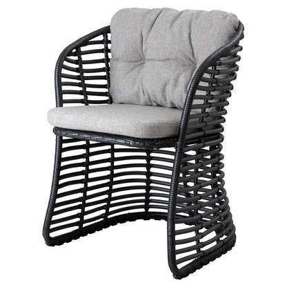 Basket Chair - Light Brown Wove Cushions, Graphite Weave Frame