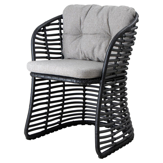 Basket Chair - Light Brown Wove Cushions, Graphite Weave Frame