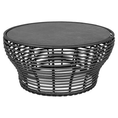 Basket Large Coffee Table - Fossil Black Ceramic Top, Graphite Weave Base