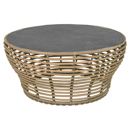 Basket Large Coffee Table - Fossil Black Ceramic Top, Natural Weave Base