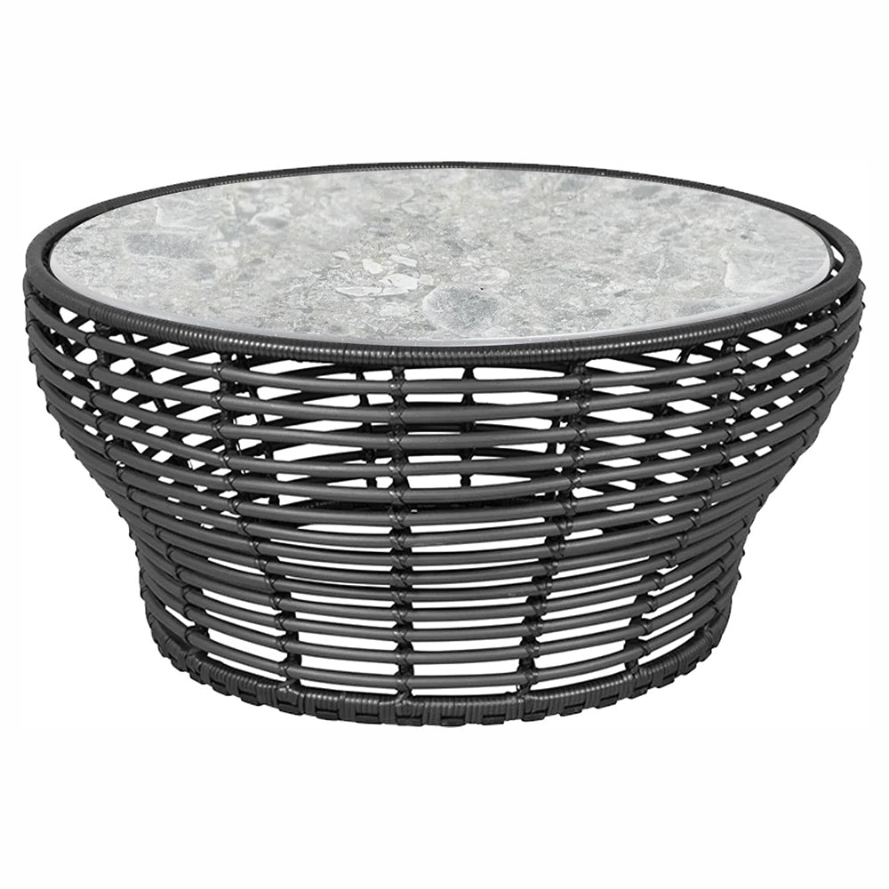 Basket Large Coffee Table - Multi Color Ceramic Top, Graphite Weave Base