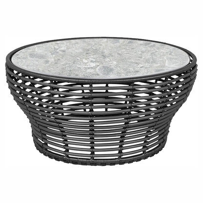 Basket Large Coffee Table - Multi Color Ceramic Top, Graphite Weave Base