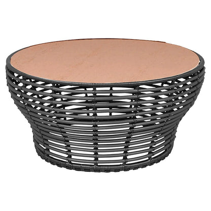 Basket Large Coffee Table - Terracotta Ceramic Top, Graphite Weave Base