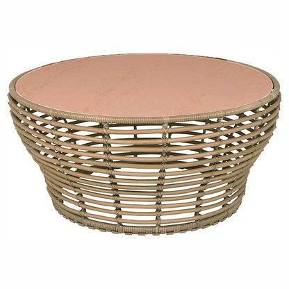Basket Large Coffee Table - Terracotta Ceramic Top, Natural Weave Base