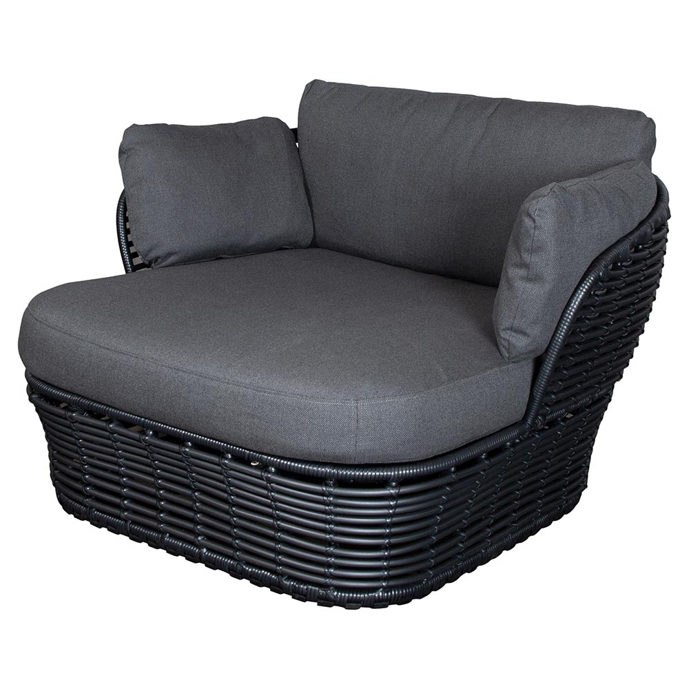 Basket Lounge Chair - Gray Cushions, Graphite Weave Base
