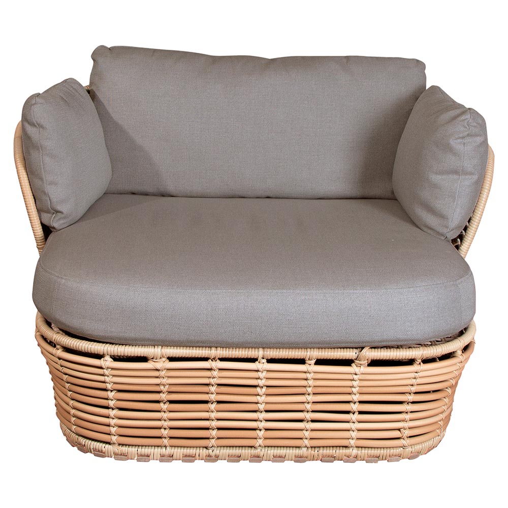 Basket Lounge Chair - Taupe Cushions, Natural Weave Base