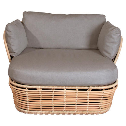 Basket Lounge Chair - Taupe Cushions, Natural Weave Base