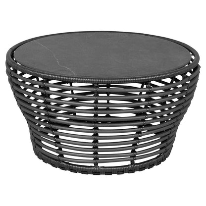 Basket Medium Coffee Table - Fossil Black Ceramic Top, Graphite Weave Base