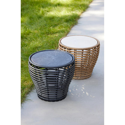 Basket Medium Coffee Table - Fossil Black Ceramic Top, Graphite Weave Base