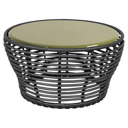 Basket Medium Coffee Table - Green Lava Stone Glazed Top, Graphite Weave Base