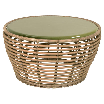 Basket Medium Coffee Table - Green Lava Stone Glazed Top, Natural Weave Base