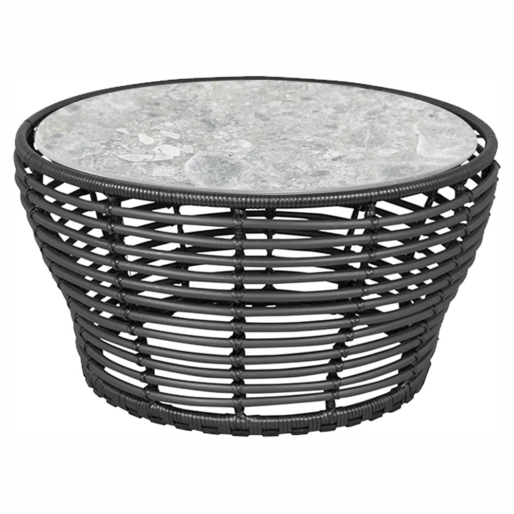 Basket Medium Coffee Table - Multi Color Ceramic Top, Graphite Weave Base