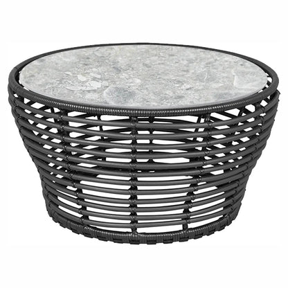 Basket Medium Coffee Table - Multi Color Ceramic Top, Graphite Weave Base