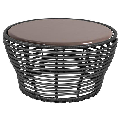 Basket Medium Coffee Table - Taupe Lava Stone Glazed Top, Graphite Weave Base
