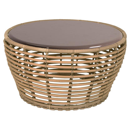 Basket Medium Coffee Table - Taupe Lava Stone Glazed Top, Natural Weave Base