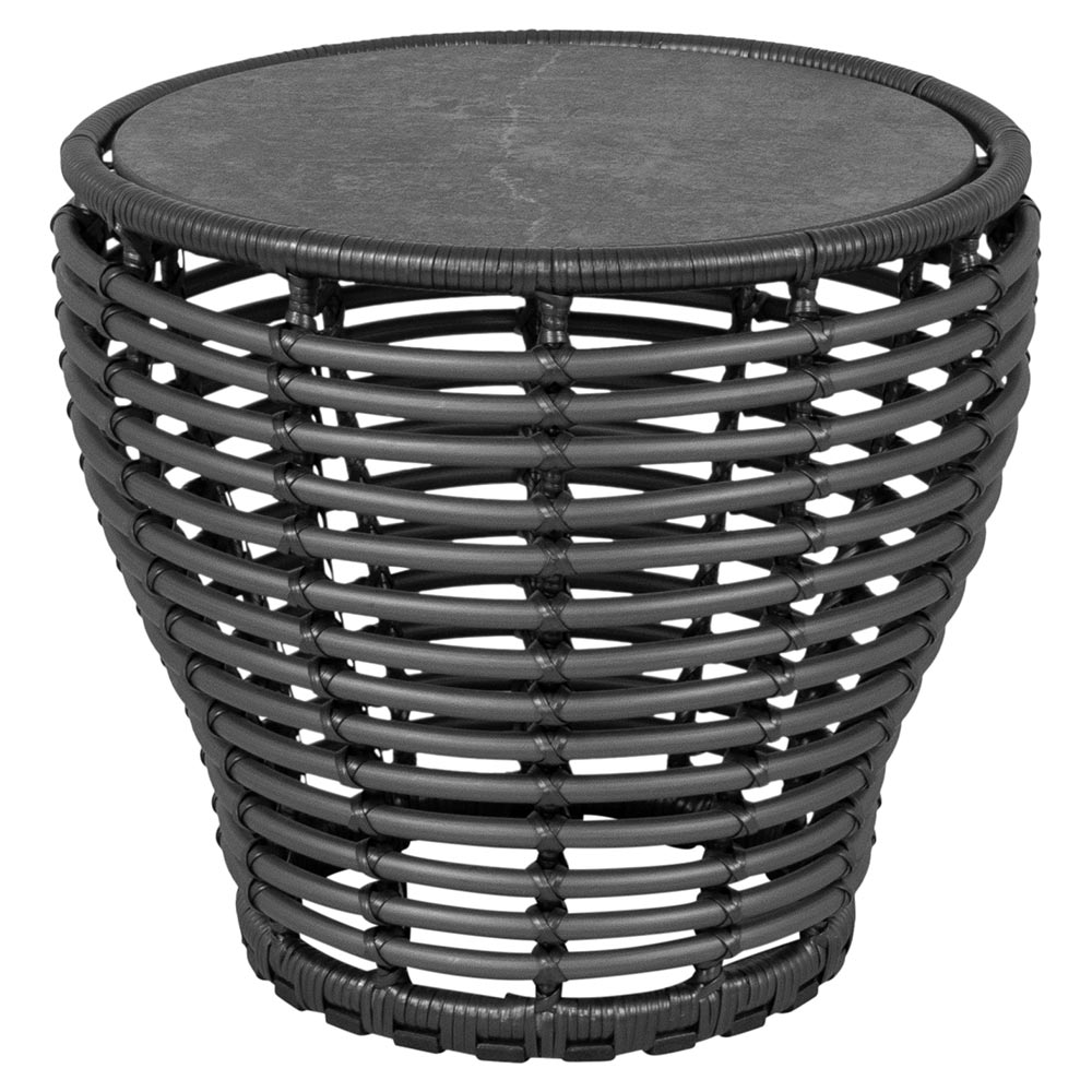 Basket Small Coffee Table - Fossil Black Ceramic Top, Graphite Weave Base