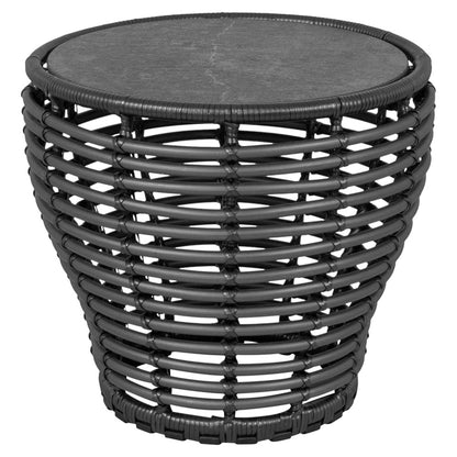 Basket Small Coffee Table - Fossil Black Ceramic Top, Graphite Weave Base