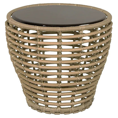 Basket Small Coffee Table - Fossil Black Ceramic Top, Natural Weave Base