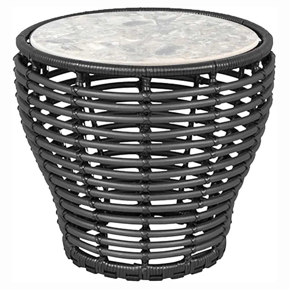 Basket Small Coffee Table - Multi Color Ceramic Top, Graphite Weave Base
