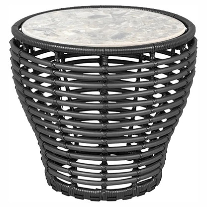 Basket Small Coffee Table - Multi Color Ceramic Top, Graphite Weave Base