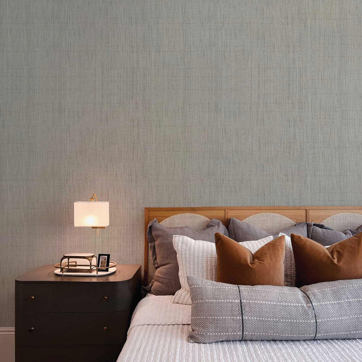 Basketweave Paperweave Wallpaper - Black and White on Silver