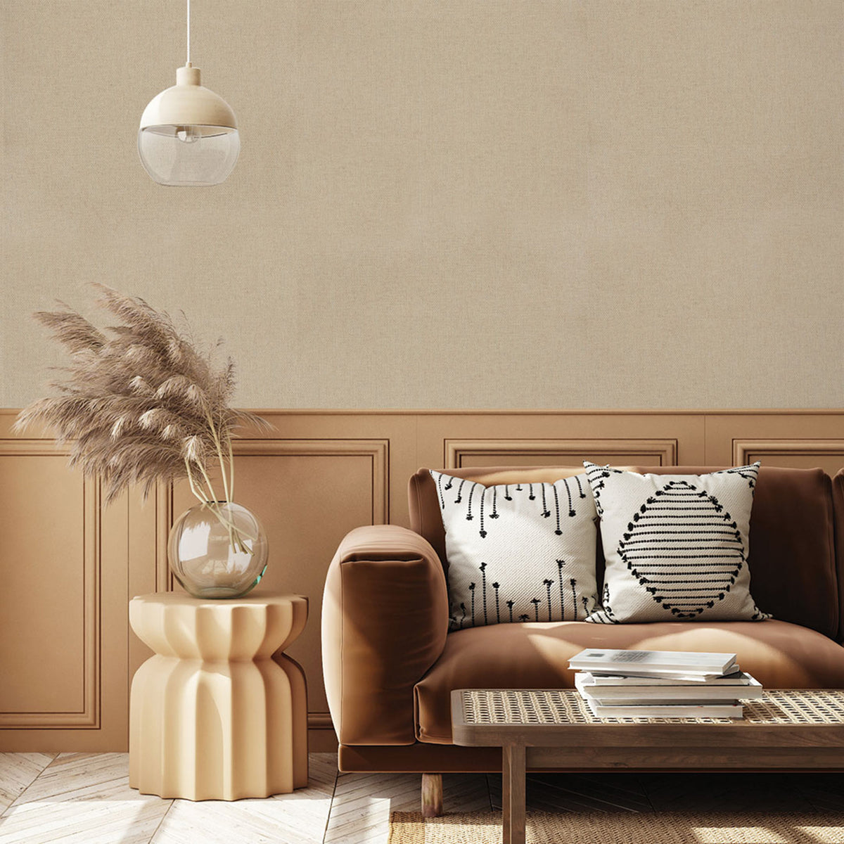 Basketweave Paperweave Wallpaper - Slate and Wheat