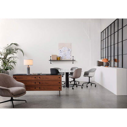 Bat Front Upholstered Meeting Chair - 4-Star Base With Castors